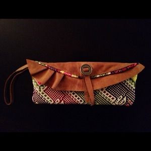 Hand Woven and Leather Clutch