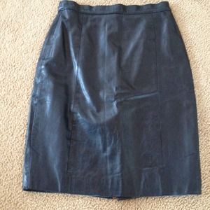 Leather skirt.