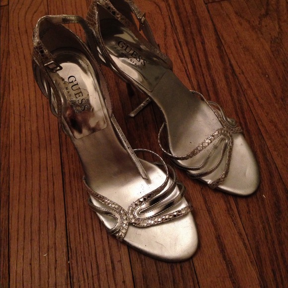 Guess silver skinny high heel stiletto worn once