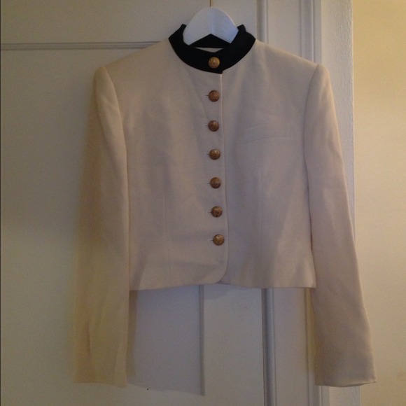 Ralph Lauren vintage gold button blazer Creme navy