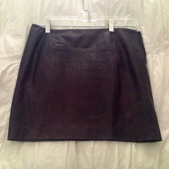 DVF leather plum mini skirt