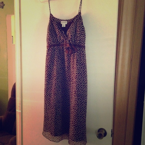 Brown and white polka dot maternity dress - Picture 1 of 4