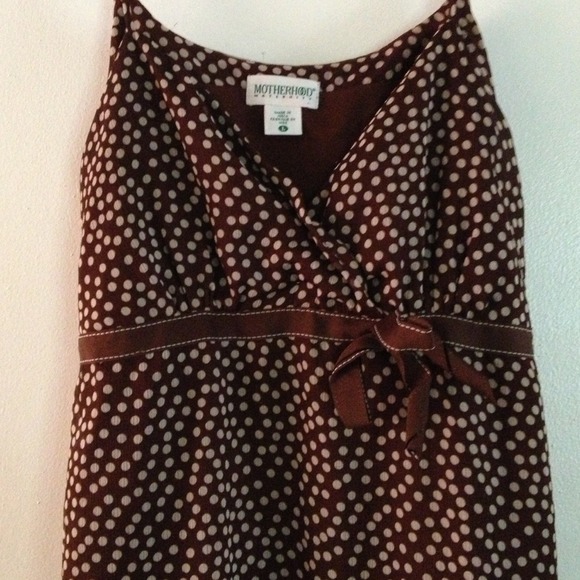 Brown and white polka dot maternity dress - Picture 2 of 4