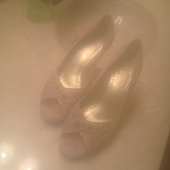 brown beaded high heels