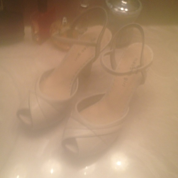 creme peep toe high heels