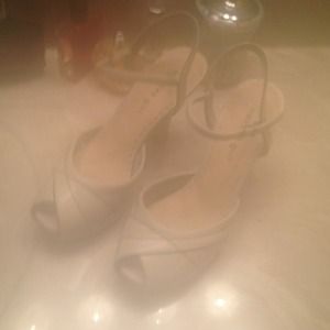 creme peep toe high heels