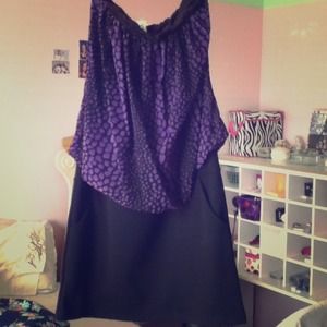 purple and black short dress.