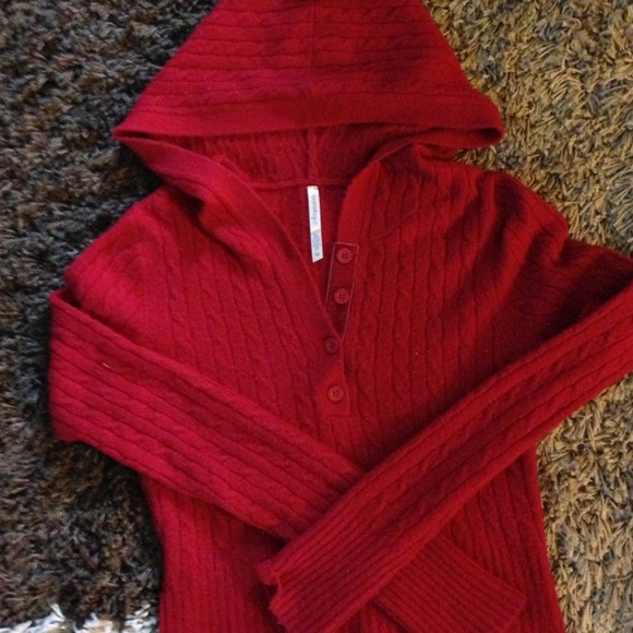 Red hooded sweater