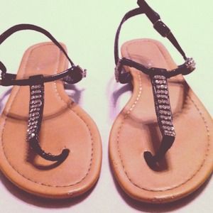 Black Rhinestone Sandals