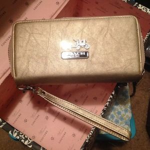 Coach inspired gold colored wallet