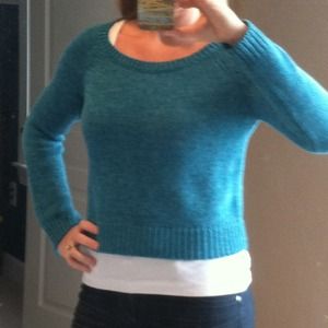 American Eagle crop sweater in turquoise.  Medium
