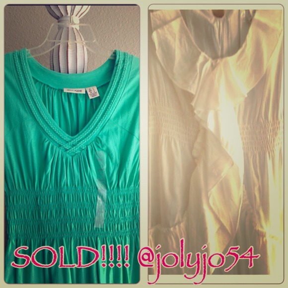 DKNY Green Dress & White Papaya Top for @jolyjo54