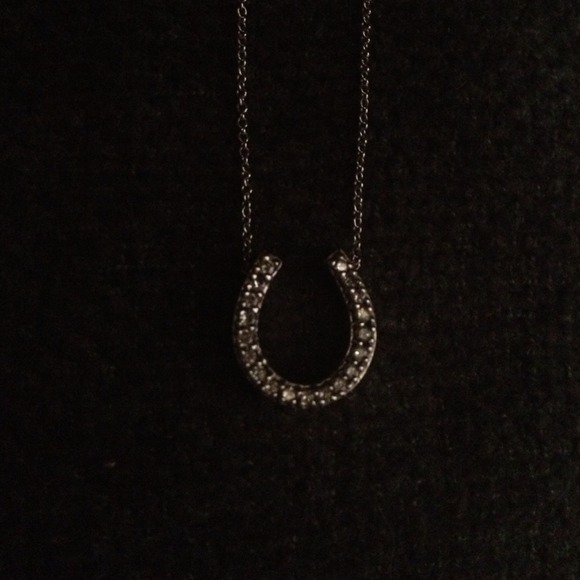 Diamond horseshoe pendant and attached necklace