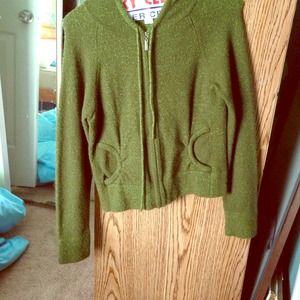 Knit olive green hoodie-feels like cashmere!!!