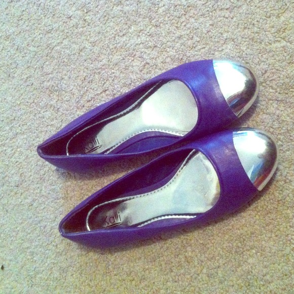 Purple flats with silver cap