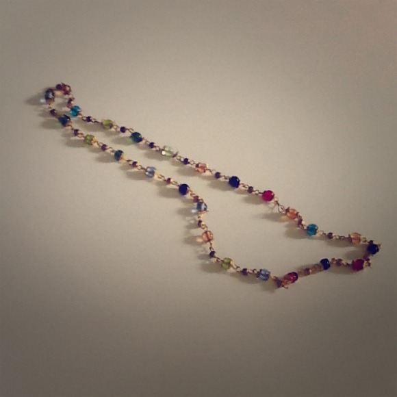 Multi-colored, gold plated necklace