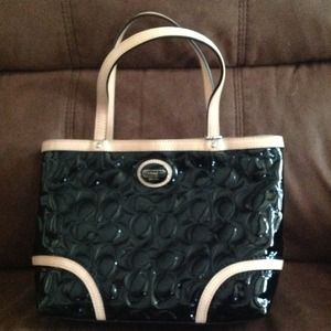 Black patented leather Coach purse