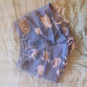 High waisted denim shorts