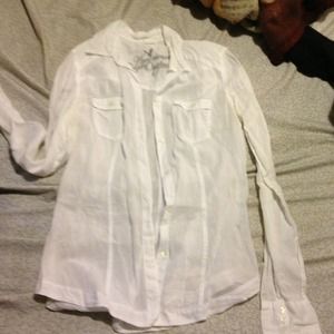 Button up white American eagle
