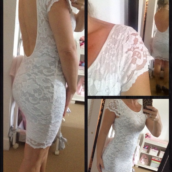 sexy white lace dress short sleeves - Picture 3 of 3