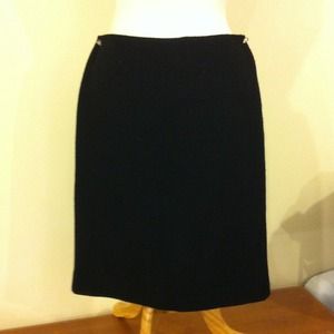 Black wool, back zip, Ann Taylor Petite skirt.