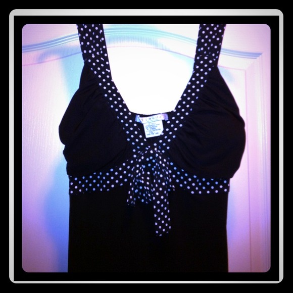 ❤Sold❤Black with Polka Dot Trim Dress High Low
