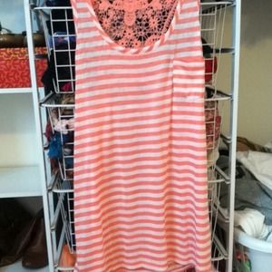 Coral and white striped tank