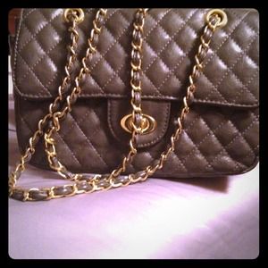 Designer inspired Quilted Grey shoulder Handbag