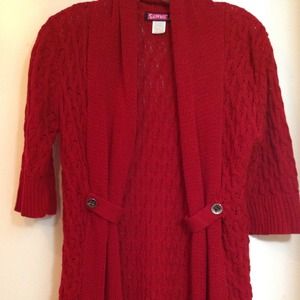 Red Crochet Long Cardigan, M