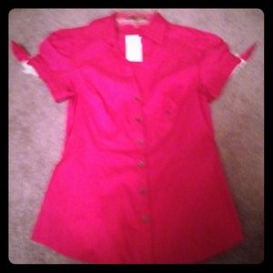 Fushcia Express short sleeve button down.