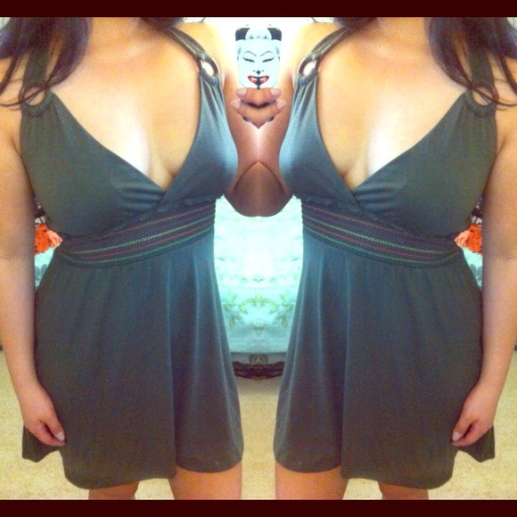 Olive dress and striped top