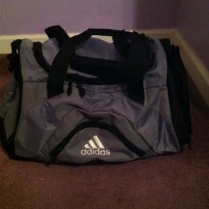 Blue/grey Adidas duffel bag