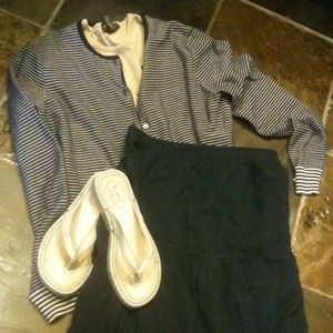 ***Sold***Land's End Navy Striped Cardigan