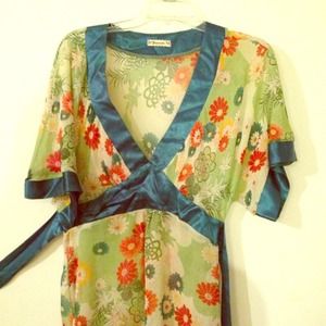 Sheer Floral Blouse Size: XL