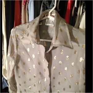 TRADE TRADE TRADE!!! Sheer gold dots button up!