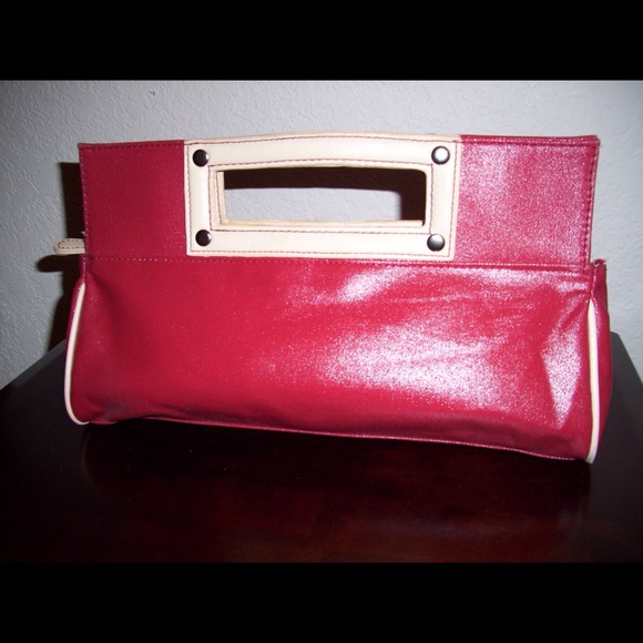 Modern Clutch - Red & Beige