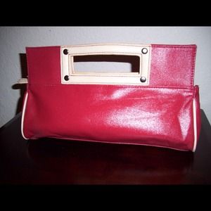 Modern Clutch - Red & Beige