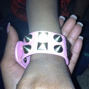 Pink with gold stud bracelet