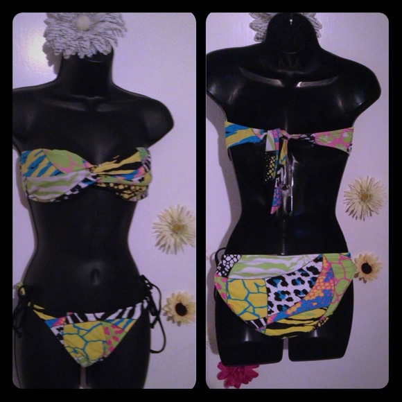 Medium neon bikini swim suit medium