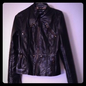 Reserved ⛔️Faux Leather Jacket with Cheetah Lining