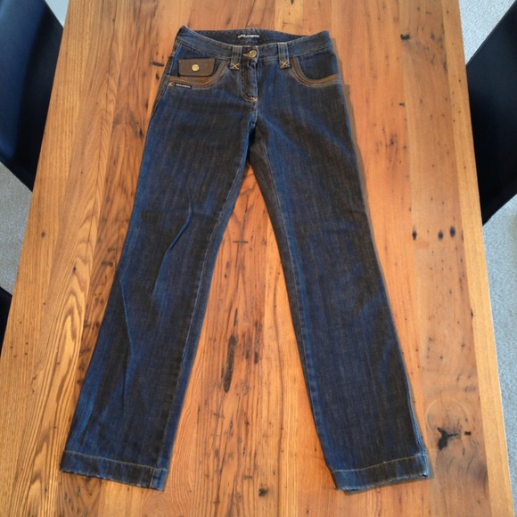Dolce & Gabbana Straight Leg Leather Detail Denim