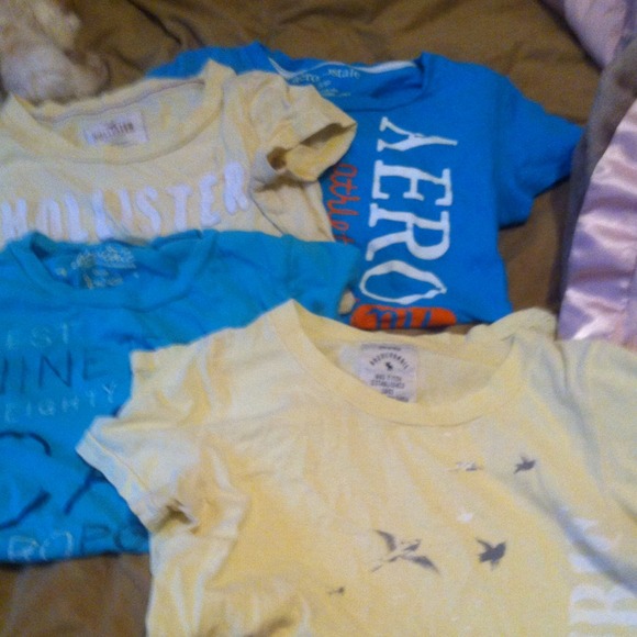 4 shirts Abercrombie, 2 Aeropostale, hollister