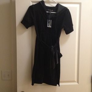 Short sleeve velour zip up hoodie with tie waist.