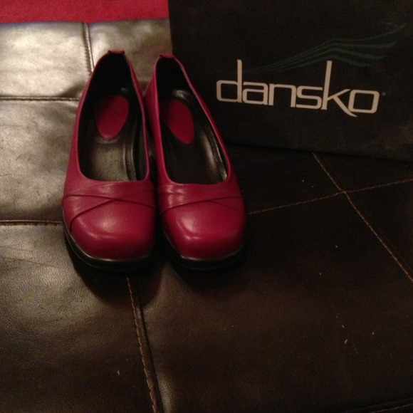 Red dansko slide ons worn twice
