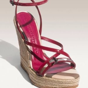 Authentic Burberry NovaCheck Leather Wedges