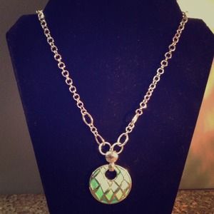 Adj length silver necklace with colored charm
