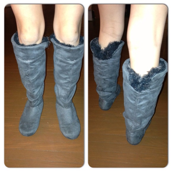 RESERVED!  Rampage for girls gray faux fur boots