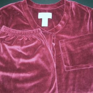 Burgundy Velour Lounge Set
