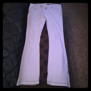 White flare leg pants