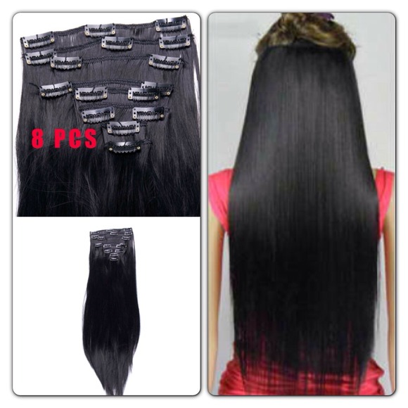 Accessories - FOR SALE---NEW  8 CLIP EXTENSIONS" 1B- OFF BLACK